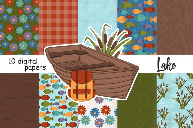 Lake Patterns | Camping Digital Paper Digital Pattern GlamArtZhanna 