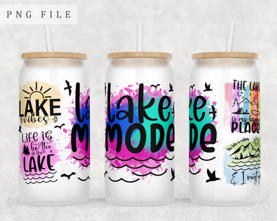 Lake Quotes Libbey Glass Can Wrap, 16oz Glass Can Sublimation Design, Lake Sayings Glass Can PNG File Sublimation HappyDesignStudio 