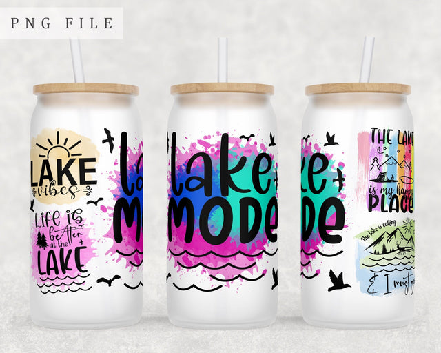 Lake Quotes Libbey Glass Can Wrap, 16oz Glass Can Sublimation Design, Lake Sayings Glass Can PNG File Sublimation HappyDesignStudio 