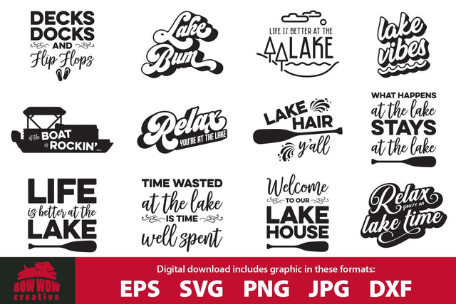 Lake Quotes SVG Cutting File Bundle SVG Bow Wow Creative 