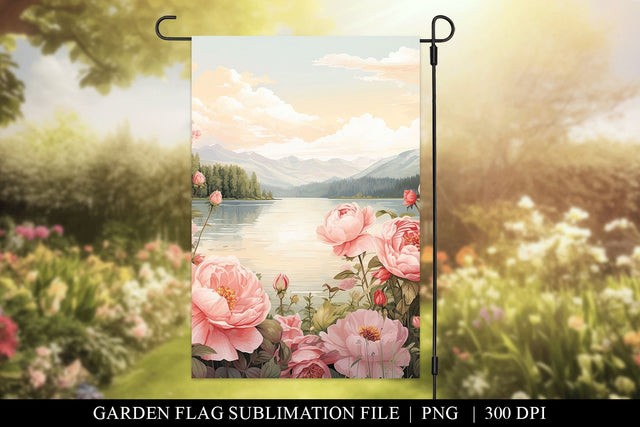 Lake Roses in Bloom Garden Flag Sublimation Design Sublimation BijouBay 