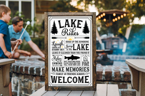 Lake Rule Rustic Sign SVG SVG Pickled Thistle Creative 