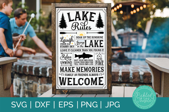Lake Rule Rustic Sign SVG SVG Pickled Thistle Creative 