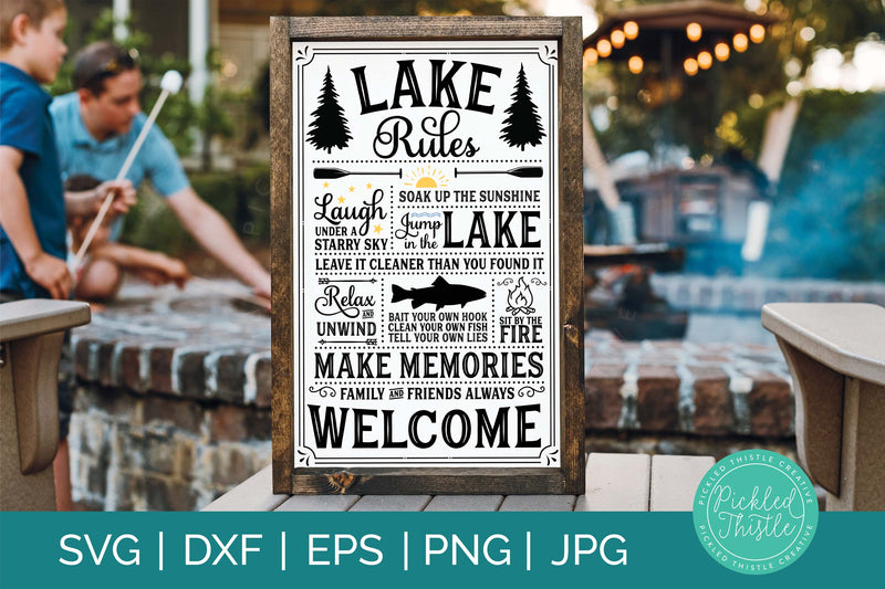 Lake Rule Rustic Sign SVG SVG Pickled Thistle Creative 