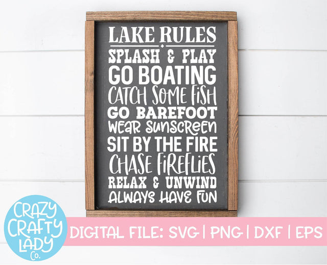 Lake Rules | Wood Sign SVG Cut File SVG Crazy Crafty Lady Co. 
