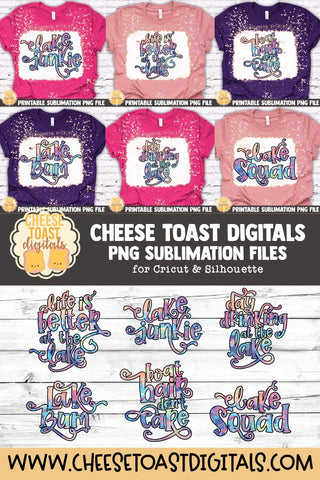 Lake Sublimation Bundle | 6 Tie Dye Summer Designs Sublimation Cheese Toast Digitals 