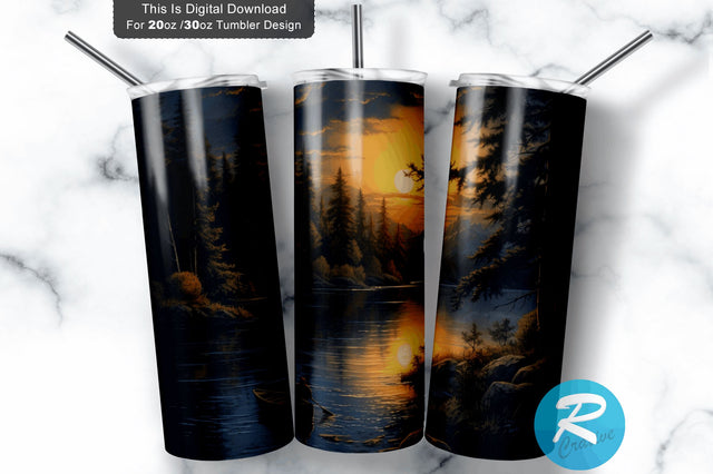 Lake Sunset 20 oz / 30 oz Tumbler PNG Sublimation Regulrcrative 