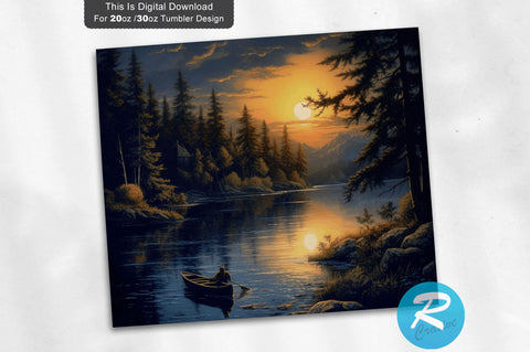Lake Sunset 20 oz / 30 oz Tumbler PNG Sublimation Regulrcrative 