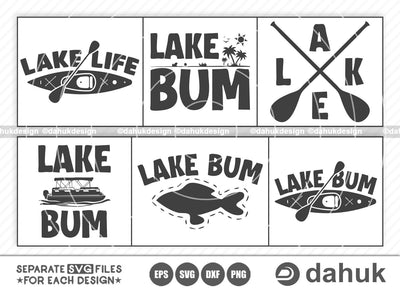 Lake SVG Bundle #VO1, Lake Life SVG, Lake Bum SVG, Lake Shirt, Lake bum sweatshirt, Lake Bum Tee, Lake Life svg, Cut file, for silhouette SVG dahukdesign 
