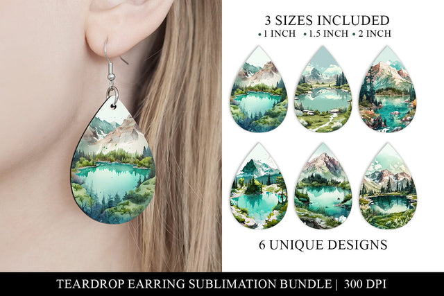 Lake Teardrop Earring Sublimation Designs Sublimation BijouBay 