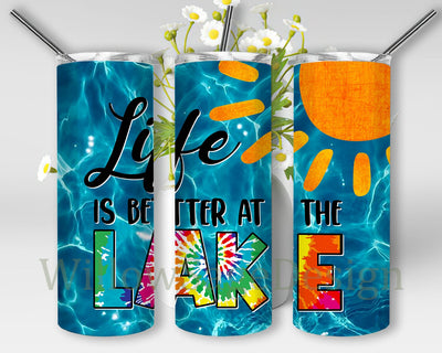 Lake Tie Dye 20oz Tumbler Png, Life Is Better At The Lake Tumbler Design, Lake Life Tumbler Wrap, Lake Sublimation Design, Instant Download Sublimation WillowSageDesign 