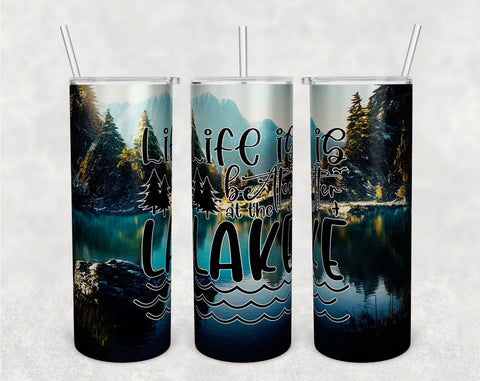 Lake Tumbler Wraps Bundle, 20 Oz Skinny Tumbler Lake Sublimation Designs, Lake Quotes Tumbler PNG, Seamless Tumbler PNG, 5 Designs Sublimation HappyDesignStudio 