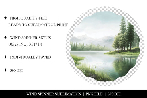Lake Wind Spinner Sublimation Design- Digital PNG File Sublimation BijouBay 