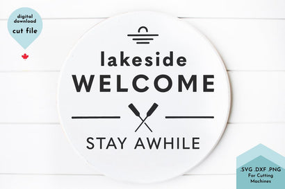 Lakeside Welcome Stay Awhile Cottage SVG Cut File SVG Lettershapes 