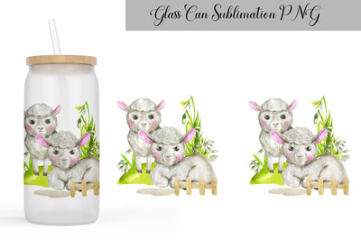 Lamb Glass Can Wrap Sublimation WatercolorColorDream 