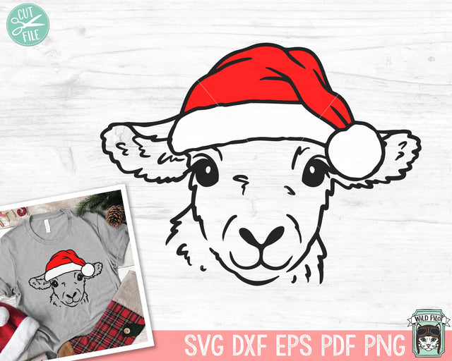 Lamb Santa hat svg file, Lamb with Hat svg, Christmas Sheep svg file, Christmas cut file, Christmas Animals svg, Animal Santa hat svg, Farm Animal SVG SVG Wild Pilot 