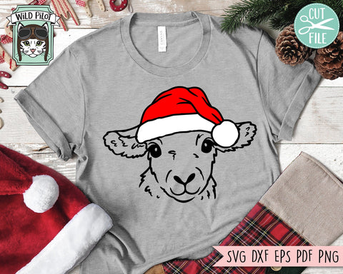 Lamb Santa hat svg file, Lamb with Hat svg, Christmas Sheep svg file, Christmas cut file, Christmas Animals svg, Animal Santa hat svg, Farm Animal SVG SVG Wild Pilot 
