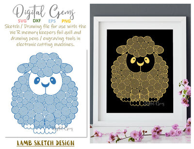 Lamb / Sheep, single line sketch / drawing file. Foil quill design. SVG Digital Gems 