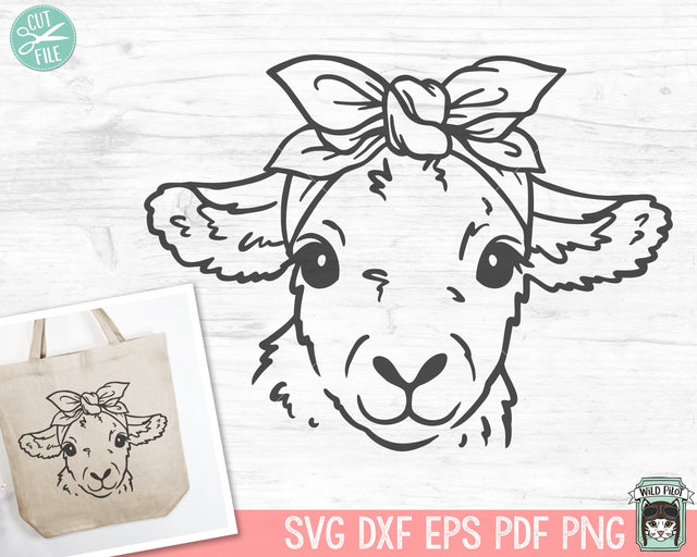 Lamb SVG, Lamb Bandana SVG, Sheep SVG Cut file, Easter Lamb svg, Animal With Bandana svg, Spring svg, Religious svg, Sheep Bandana svg file SVG Wild Pilot 