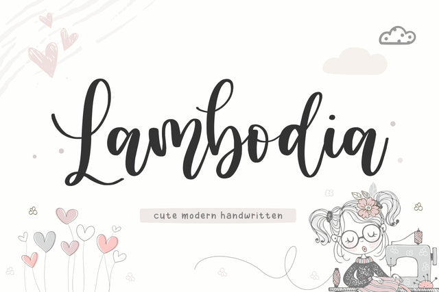 Lambodia Cute Modern Handwritten font Font Balpirick 