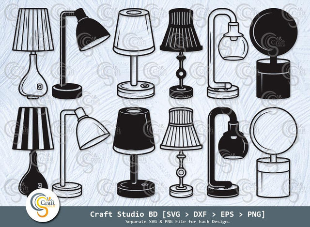 Lamp Silhouette, Lamp SVG, Table Lamp Svg, Desk Lamp Icon Svg, Lamp Cuttable Svg, Desk Lamp Svg, Lamp Bundle SVG ETC Craft 