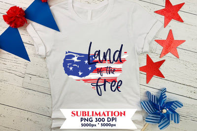 Land of the free. American flag. Patriotic design. PNG SVG Angelina Semenova 