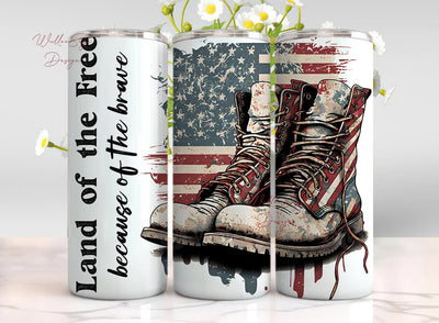 Land of the Free Because of the Brave 20 oz Skinny Tumbler Sublimation Design Digital Download PNG Instant DIGITAL ONLY, America Tumbler Sublimation WillowSageDesign 
