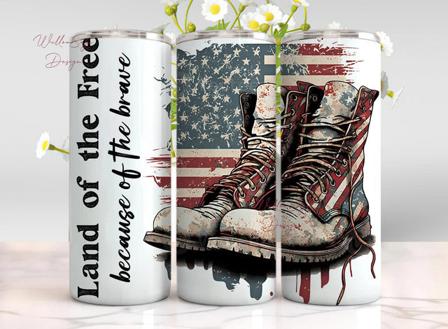 Land of the Free Because of the Brave 20 oz Skinny Tumbler Sublimation Design Digital Download PNG Instant DIGITAL ONLY, America Tumbler Sublimation WillowSageDesign 