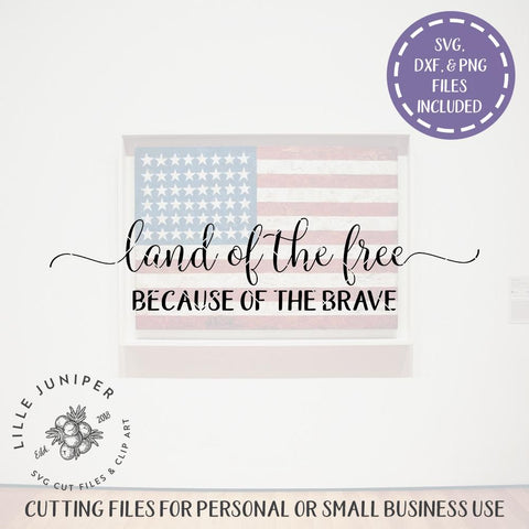Land of the Free | Because of the Brave SVG | Patriotic SVG | Farmhouse Sign SVG SVG LilleJuniper 