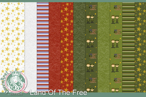 Land Of The Free Patriotic Papers Digital Pattern QueenBrat Digital Designs 