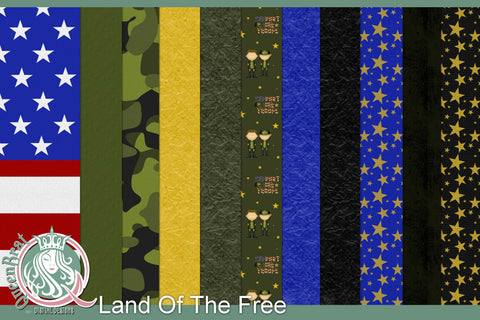 Land Of The Free Patriotic Papers Digital Pattern QueenBrat Digital Designs 