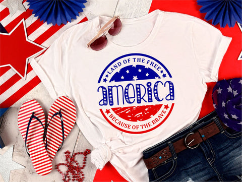 Land of the Free Svg, Because of the Brave Svg, Usa T Shirt Design, Independence Day Svg SVG TonisArtStudio 