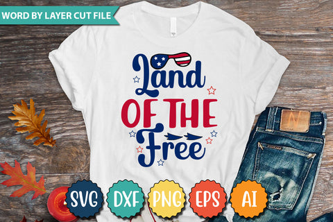 Land of the Free SVG Cut File,SVGs,quotes-and-sayings,food-drink,mini-bundles,print-cut,on-sale,Clipart Clip Art Sublimation or Vinyl Shirt Design SVG DesignPlante 503 