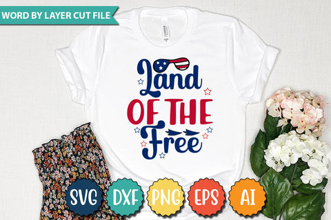 Land of the Free SVG Cut File,SVGs,quotes-and-sayings,food-drink,mini-bundles,print-cut,on-sale,Clipart Clip Art Sublimation or Vinyl Shirt Design SVG DesignPlante 503 