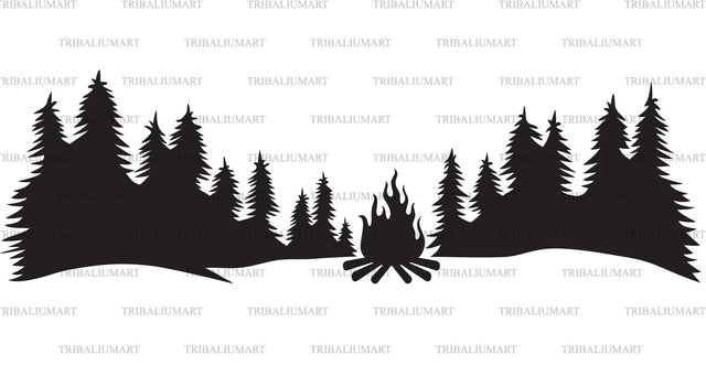 Landscape - camping in the forest SVG TribaliumArtSF 
