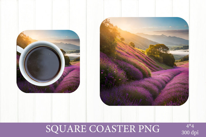 Landscape Coaster PNG. Square Coaster Sublimation Sublimation Olga Terlyanskaya 