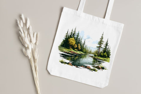 Landscape Forest Lake Clipart Sublimation Regulrcrative 