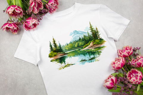 Landscape Forest Lake Clipart Sublimation Regulrcrative 