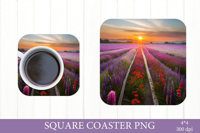 Landscape Square Coaster. Nature Coaster Sublimation PNG Sublimation Olga Terlyanskaya 