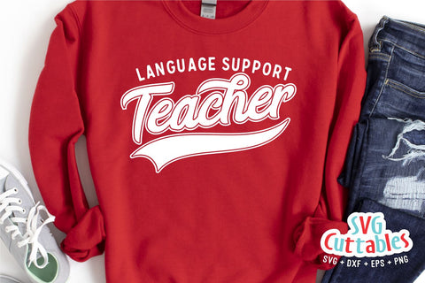 Language Support Teacher svg - Teacher Cut File - Occupation - Swoosh - svg - dxf - eps - png - Silhouette - Cricut - Digital File SVG Svg Cuttables 
