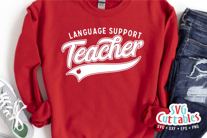 Language Support Teacher svg - Teacher Cut File - Occupation - Swoosh - svg - dxf - eps - png - Silhouette - Cricut - Digital File SVG Svg Cuttables 