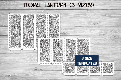 Lantern SVG, 3d SVG Floral Lantern, 3 Size Templates. 3D Paper Elinorka 