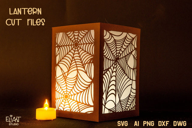Lantern SVG, 3d SVG Halloween Lantern, Spider Web SVG. 3D Paper Elinorka 