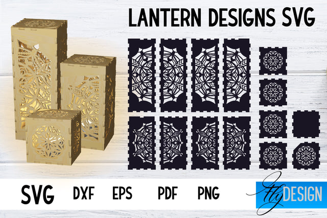 Lantern SVG Bundle | Laser Cut Lamp | Mandala SVG Design SVG Fly Design 