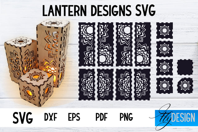 Lantern SVG Bundle | Laser Cut Lamp | Mandala SVG Design SVG Fly Design 