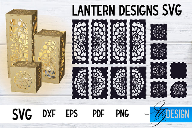 Lantern SVG Bundle | Laser Cut Lamp | Mandala SVG Design SVG Fly Design 