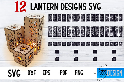 Lantern SVG Bundle | Laser Cut Lamp | Mandala SVG Design SVG Fly Design 