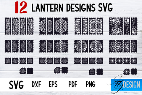 Lantern SVG Bundle | Laser Cut Lamp | Mandala SVG Design SVG Fly Design 