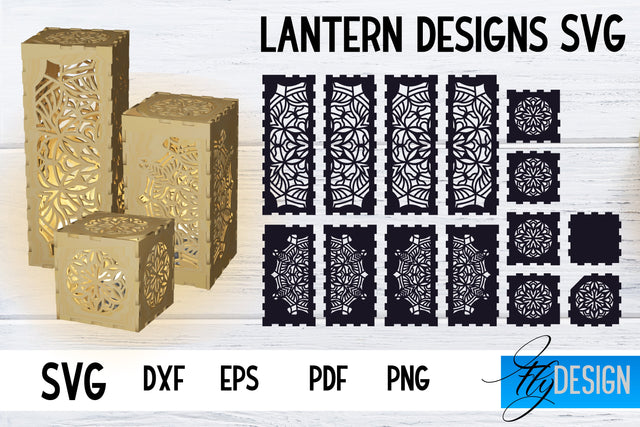 Lantern SVG Bundle | Laser Cut Lamp | Mandala SVG Design SVG Fly Design 