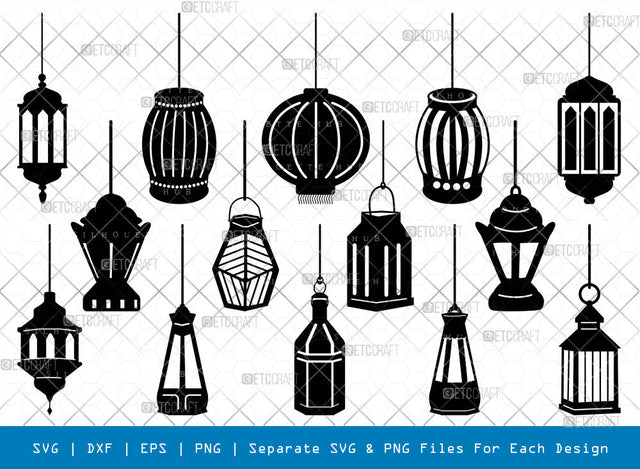 Lantern SVG, Lantern Silhouette, Lamp Svg, Light Svg, Decoration Light Svg, Flaming Lantern Svg, Coral Lantern Svg, Lantern Bundle SVG ETC Craft 